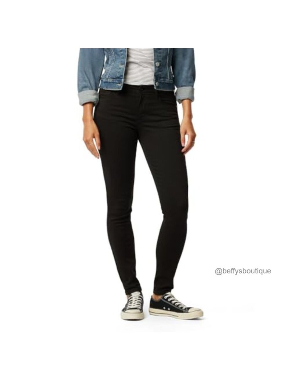 Women's Mid Rise Skinny Jeans, Stretch Denim, Vintage Worn-In Look